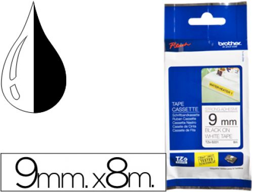 Fita brother tz-s221 super adesiva branco-preto 9mm x 8m , Brother , 46874 , 53135336